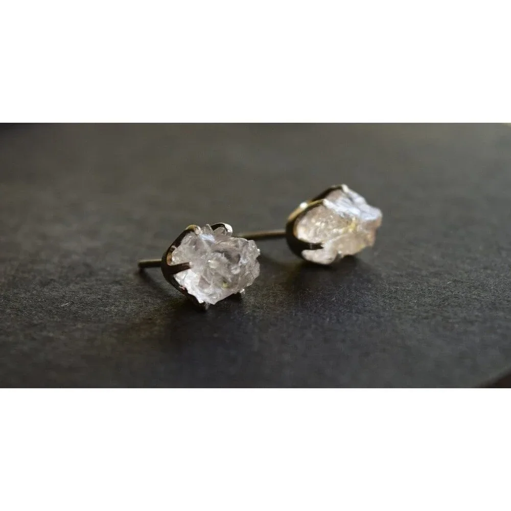 Lake County diamond earrings, 925 sterling silver, raw gemstones